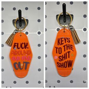 Sassy Double Sided Motel Keychain Keys To.../ FAFO Orange